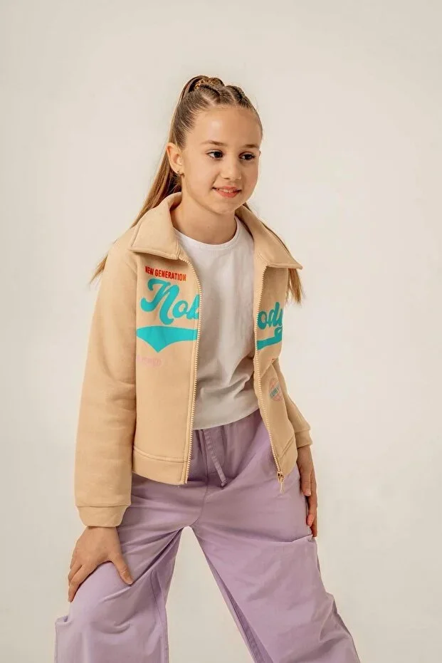 5-9 Years Mussness Happy Colors Girls Cardigan/Jacket -Latte-