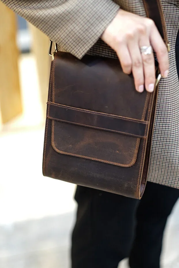 ULAK SLIM - GENUINE LEATHER MESSENGER BAG - CROSSBODY BAG