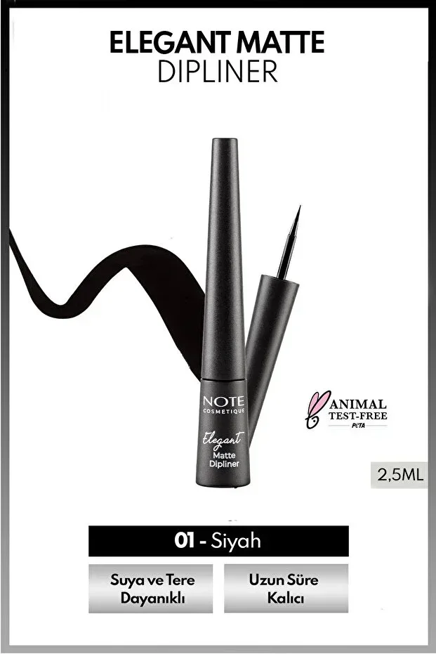 Elegant Matte Dipliner Waterproof - 01 Coal Black - Black