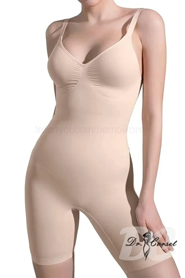Full Length Tummy Control Bodysuit Thigh Seamless Slimming Padded Full Body Shaper