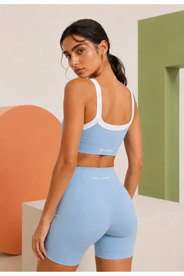 Women's Seamless Sport Shorts Butt Lifter High Waist - Baby Blue