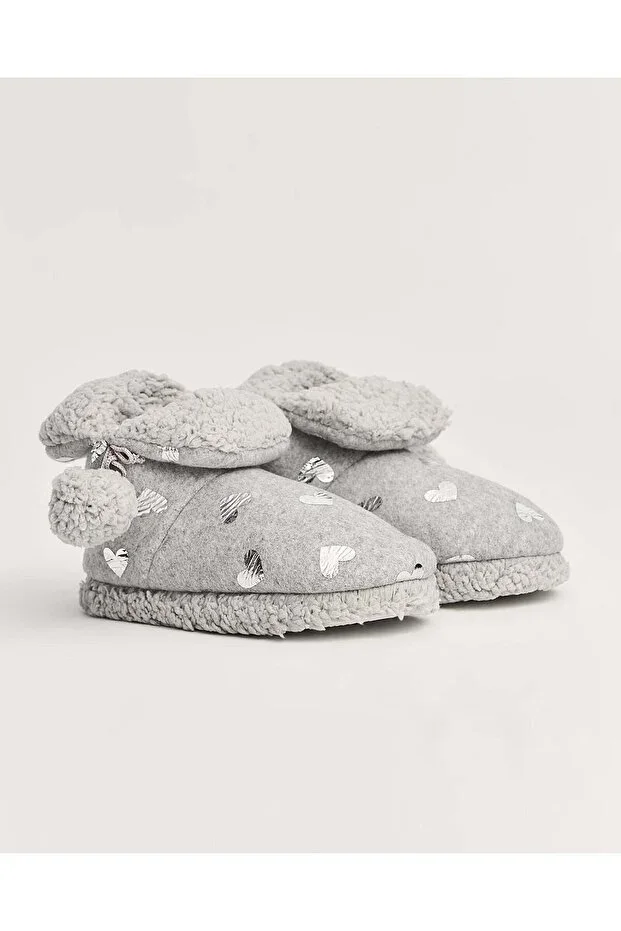 Women's Shiny Heart Print Slippers - HENR