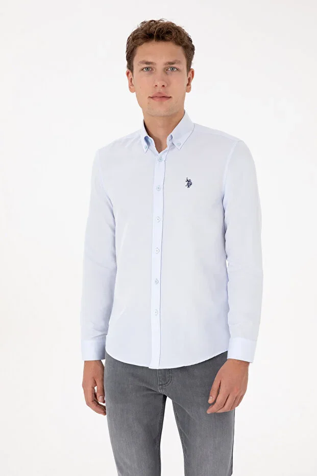 Men's Light Blue Long Sleeve Basic Shirt 50316723-VR003