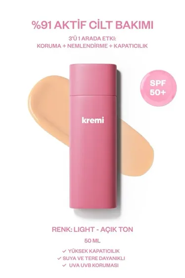 BB Krem SPF50 Yüksek Kapatıcı, Nemlendirici, Ton Eşitleyici, Aydınlatıcı - Light(Açık)50ml