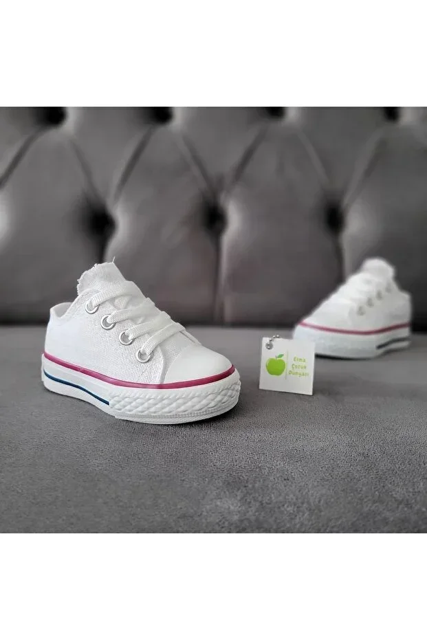 Unisex Girl Boy Baby Child Short Laced Canvas Linen Sneaker Sports Shoe