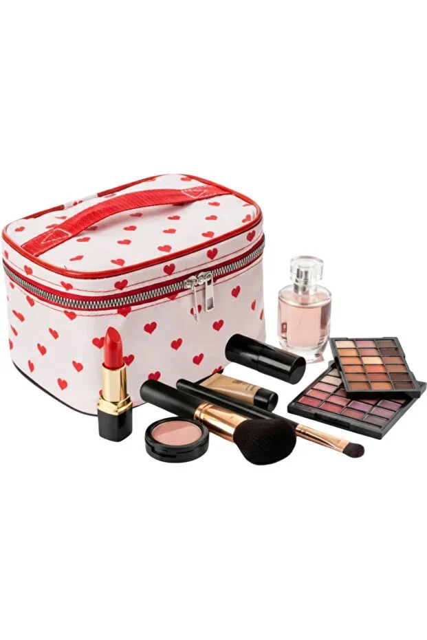 NS Captain Travel Makeup Organizer Makeup Bag, Multifunctional Cosmetic Bag Heart Pattern