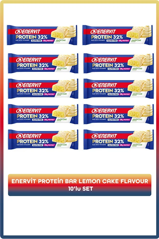 Enervit %32 Lemon Protein Bar – 10’s Gluten-Free, 15g Protein Snack Set