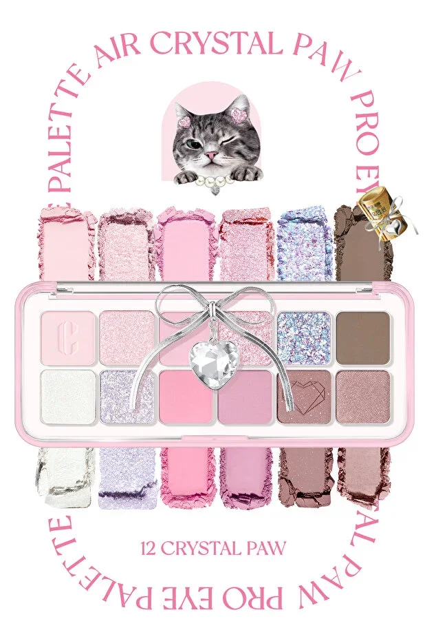 CLIO Light Textured Highly Pigmented Eyeshadow Palette CLIO Pro Eye Palette Air (12 Crystal Paw)