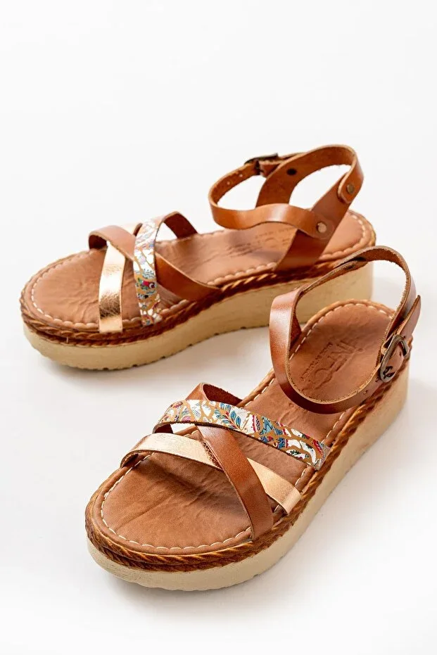 730-015 Taba Multi Orthopedic Genuine Leather Padded Women's Sandal