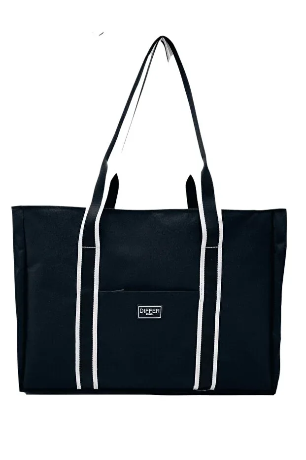 Waterproof Black Beach/Shoulder/Sports Bag with Inner Bag, Striped