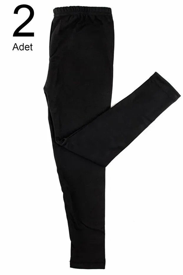 Kids Black Long 2-Pack Viscose Brushed Bottom Inner Thermal Clothing & Innerwear