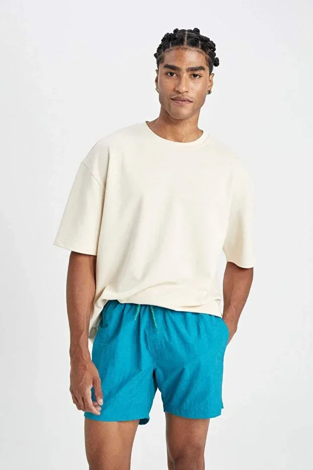 Washed Short Length Swim Shorts With Mesh Lining C0316AX24HS