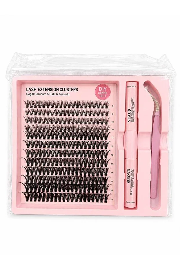 Tikatti 240 pcs False Eyelash Set, Adhesive, Fixative and Tweezers
