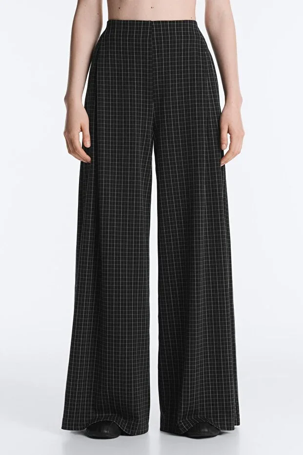 Oysho Checked wide leg trousers