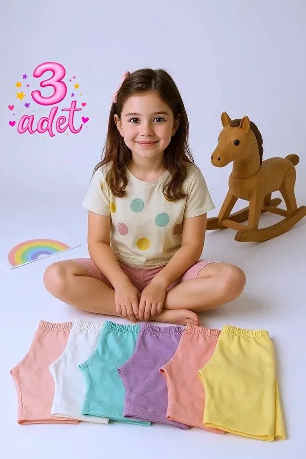 3-Piece Girls' Skirt Underwear Knee-High Cotton Biker Tights - Dondeza & Tutku Lingerie