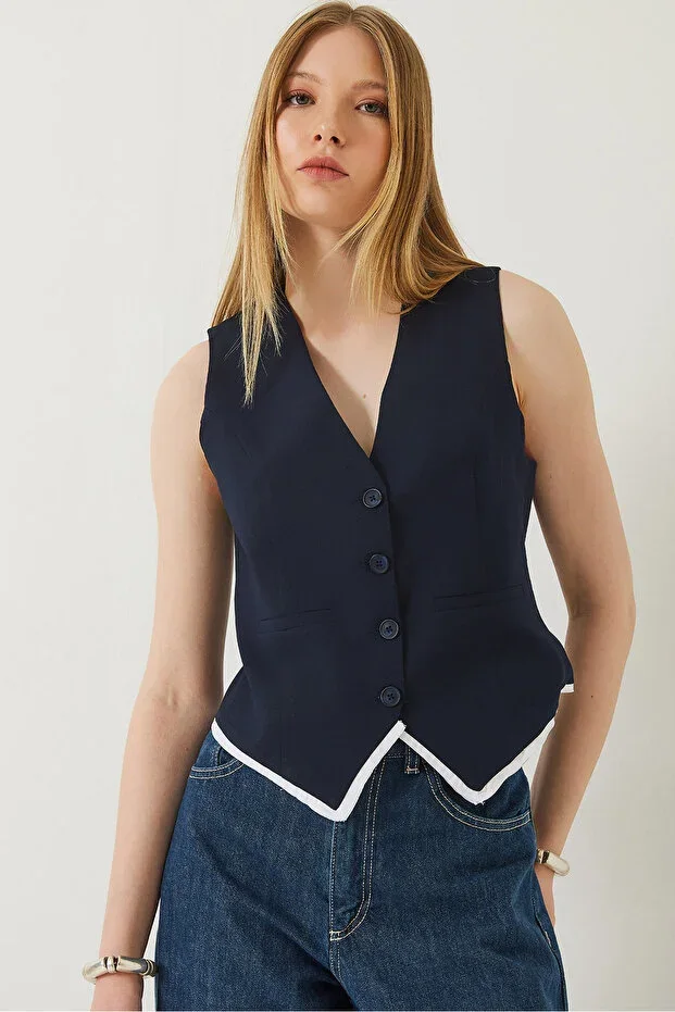 Women's V-Neck Viscose Trim Lined Vest 60232 60271060