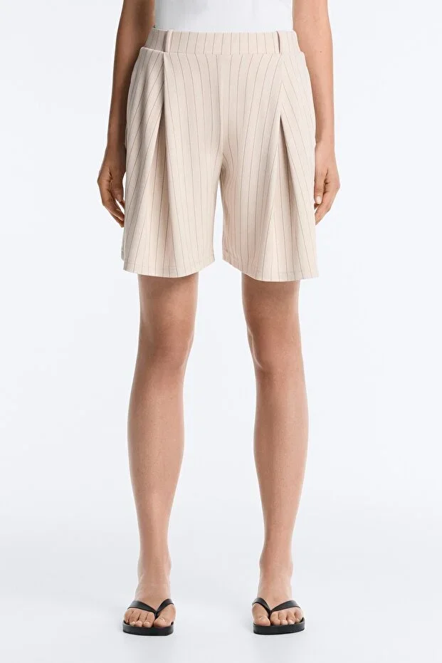 Oysho Striped wide pleated bermuda