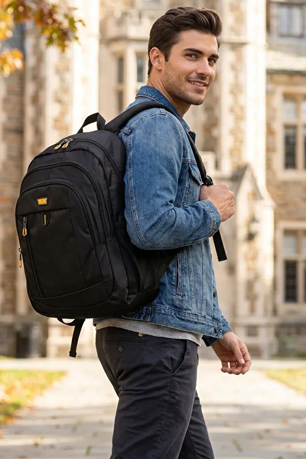 My polo 2135 School Bag Backpack Water Resistant BLACK-YELLOW