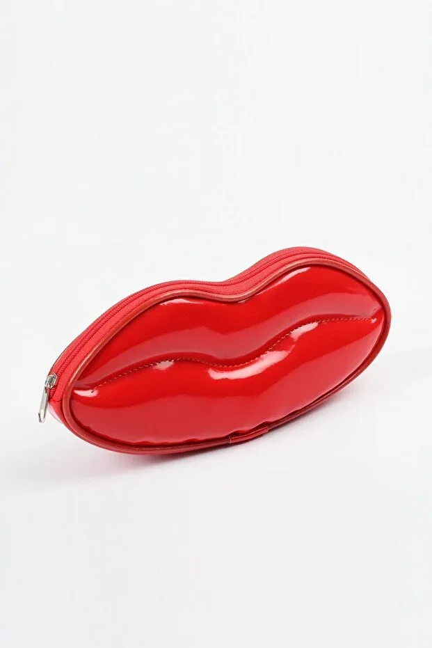 Women's Red Leather Makeup, Stationery, Pencil Case, Gift, Cosmetic Bag