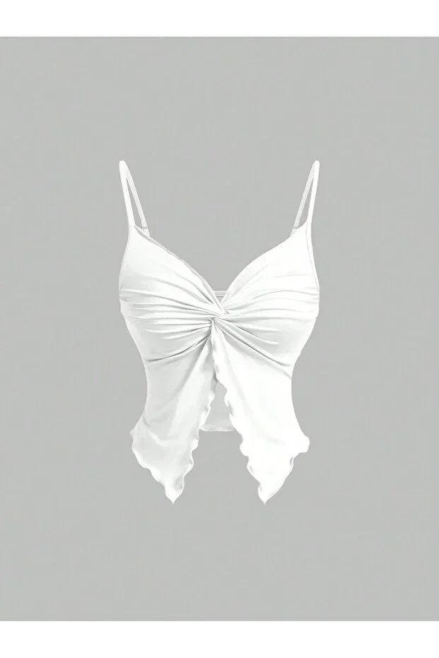 meren like your style White front fold thin strap crop