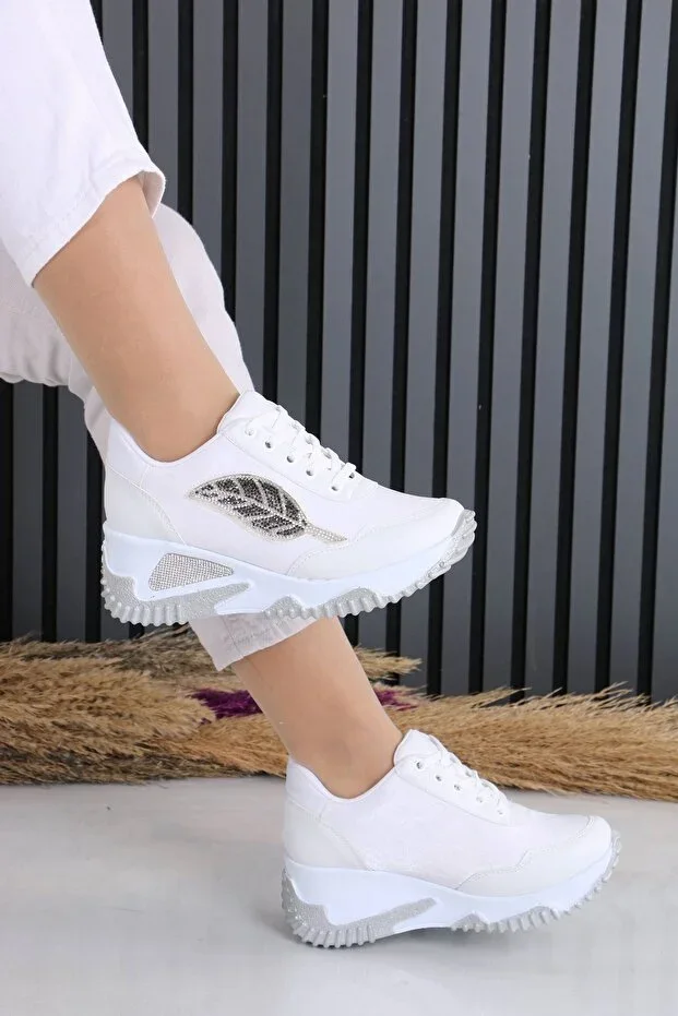Fortune White Matte Leather Women's Sports Shoes