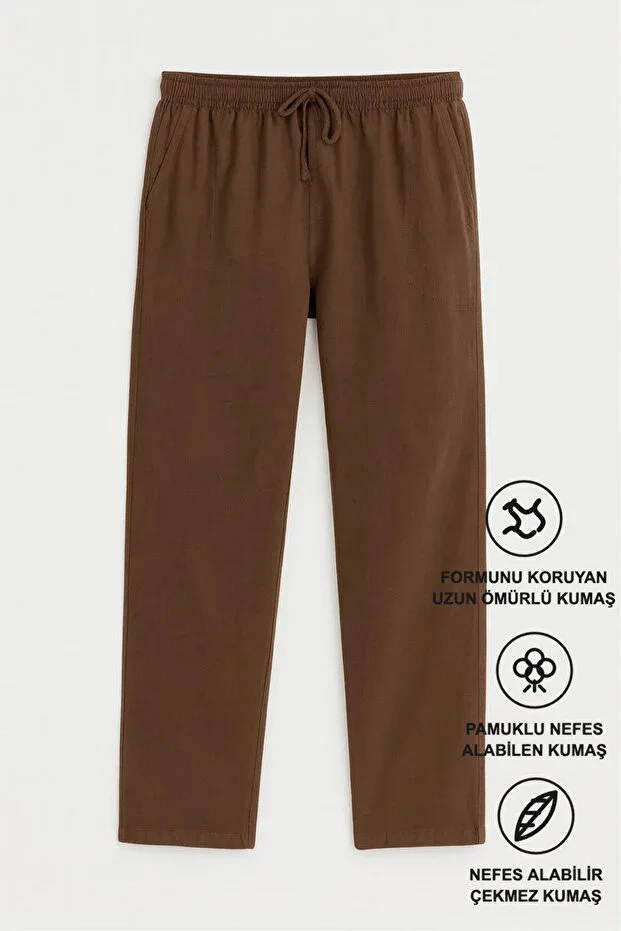 Defy Men's Regular Fit Linen Look Trousers
