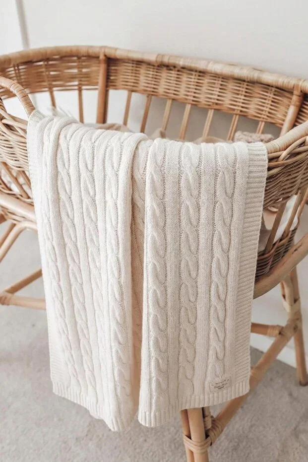 Braided Knit Blanket 80X100 Cm (+/-5 Cm) Natural