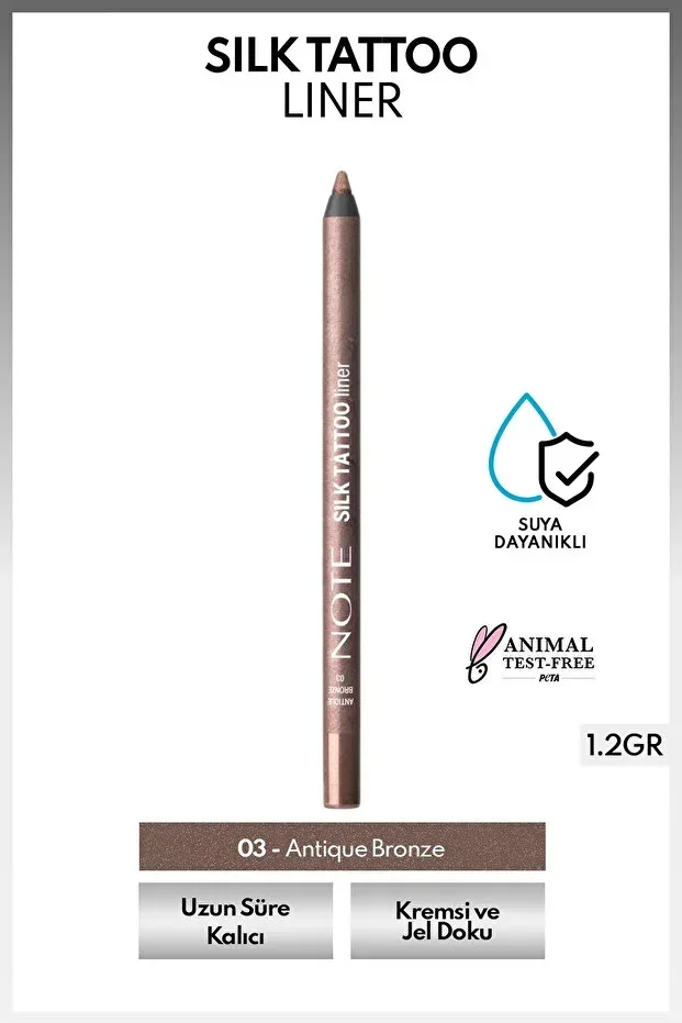 Silk Tattoo Liner Waterproof Silky Gel Eyeliner - 03 Antique Bronze - Bronze (Shimmering)