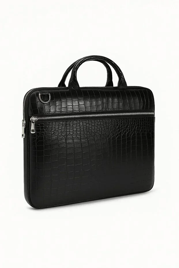 Kroko Black Macbook Air Pro 13-14-15.6 Inch Shockproof Laptop Bag