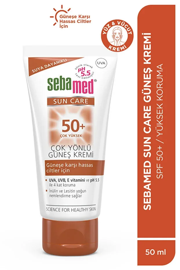Sun Cream SPF 50+ 50 ml UVA UVB Filtered Vitamin E Triple High Protection Versatile Face and Body