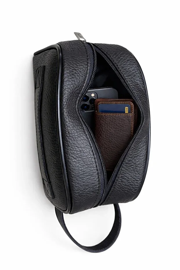 UNISEX BLACK PORTFOLIO CLUTCH SHAVING COSMETIC CARE AND DAILY HANDBAG