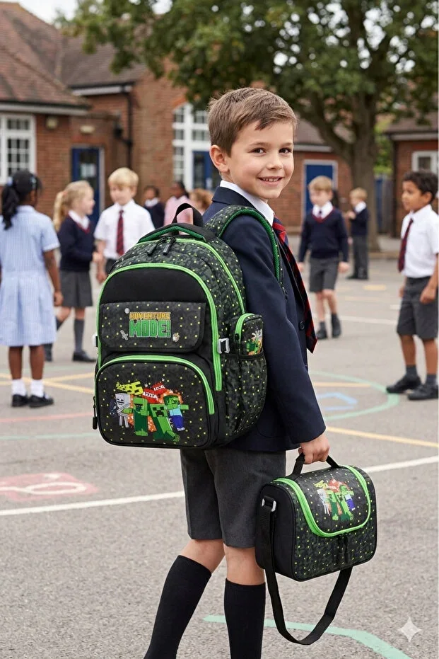 Waddell Mycraft Creeper Leather Primary School Backpack, Lunch Bag and Pencil Case