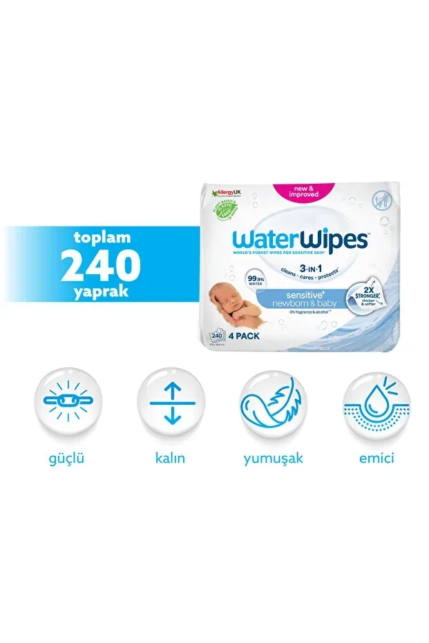 Bio Newborn Wet Wipes 4×60 Pieces (240 Sheets)