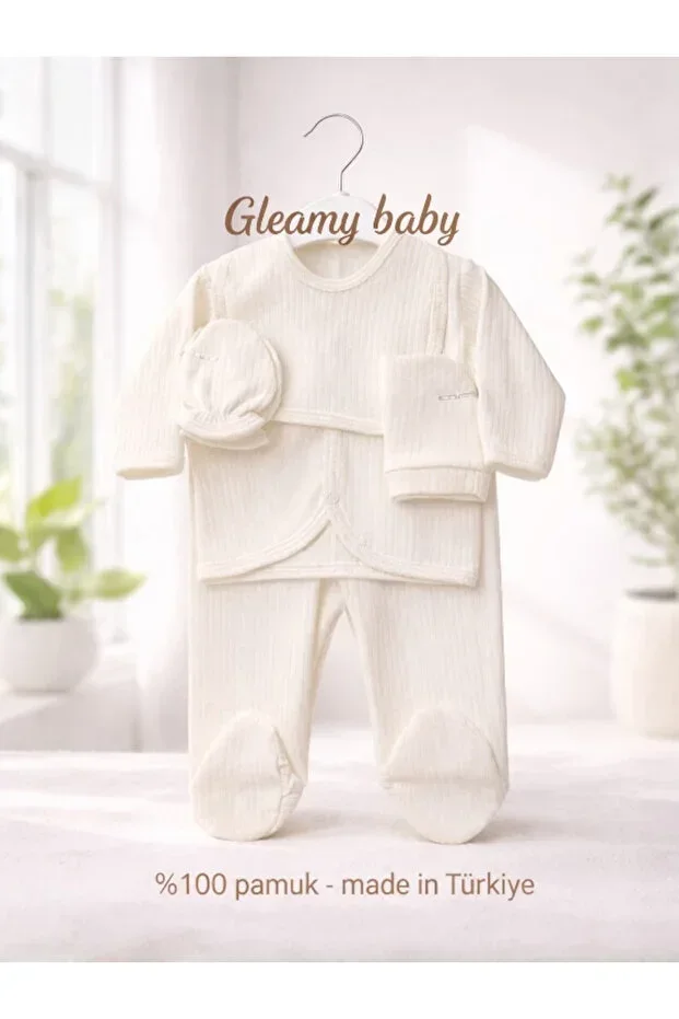 Baby 100% Cotton 5-Piece Newborn Hospital Exit Set Newborn - Snap Button, Soft Fabric