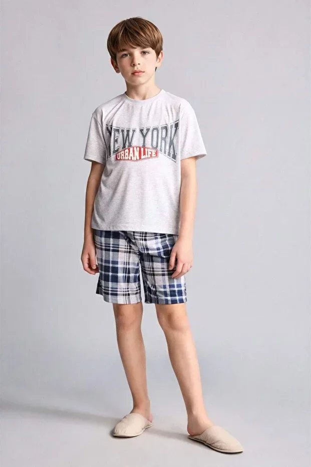 Regular Fit Patterned 2-Piece Pajama Set Boys H0373A826SM
