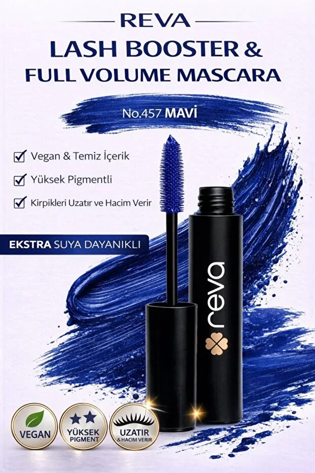 REVA Lash Booster & Full Volume Color Mascara - Full Volume & Lengthening Colored Mascara Blue 457