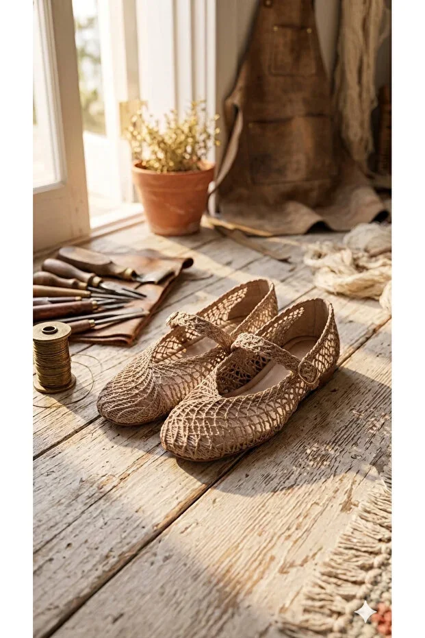 Orthopedic Sole Square Toe Stylish Knit Ballet Flats