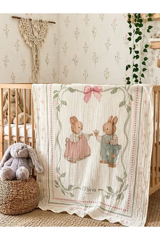 Double Layer Muslin Baby Blanket 100% Cotton Muslin Blanket 90x110 cm Breathable Fabric