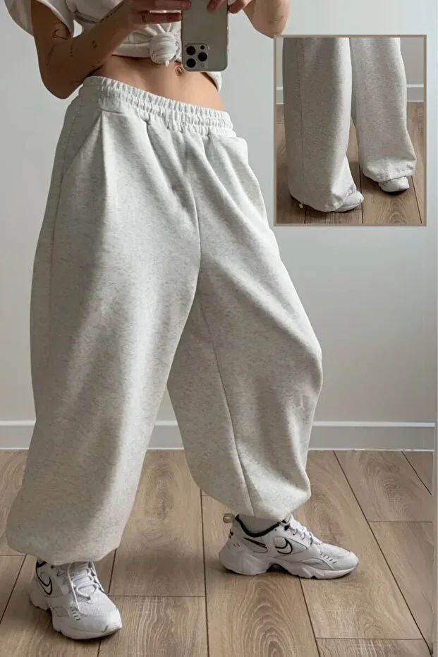 Women's High Waist Loose Fit Baggy Adjustable Hem Oversize Sweatpants