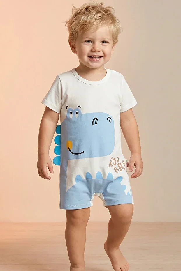 %100 Cotton Baby Boy Child Patterned Summer Short Romper