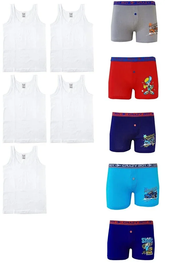 5-Piece Tutku Boys' Undershirt-Boxer Set
