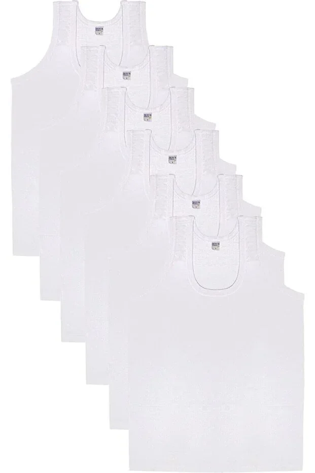 6'lı Penye White Men's Undershirt 0001