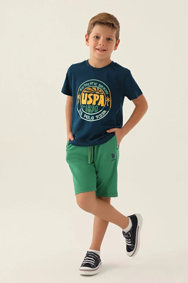 U.S. Polo Assn. Boys Navy Blue Bermuda Set