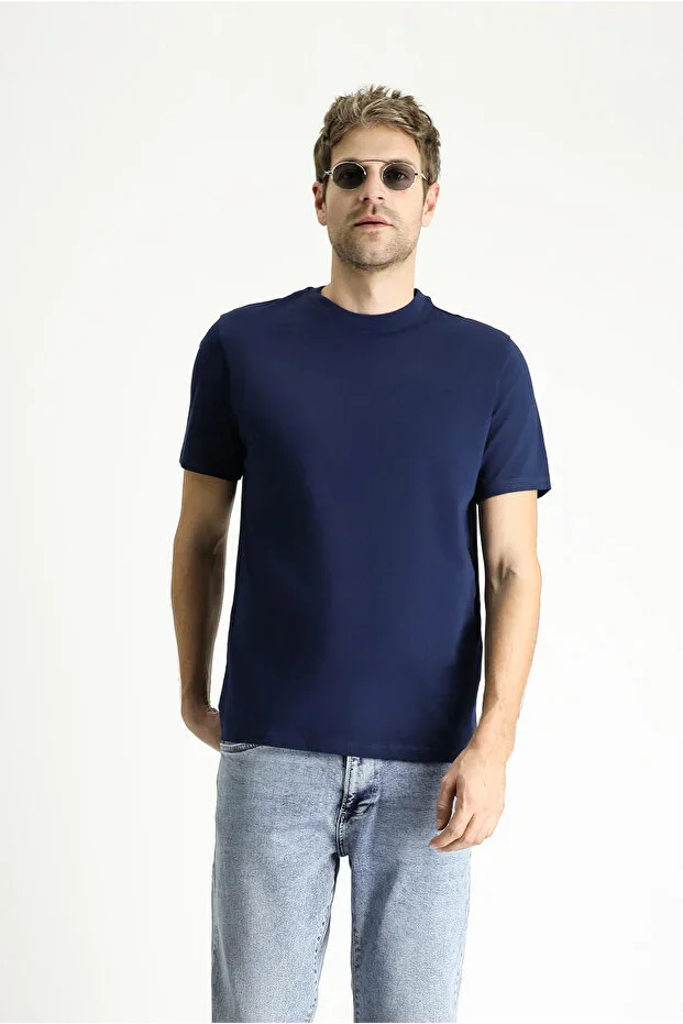 Bicycle Collar Regular Fit 100% Cotton Interlock Basic T-shirt