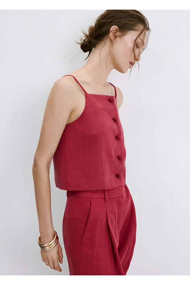 MANGO Lyocell Button-up Blouse
