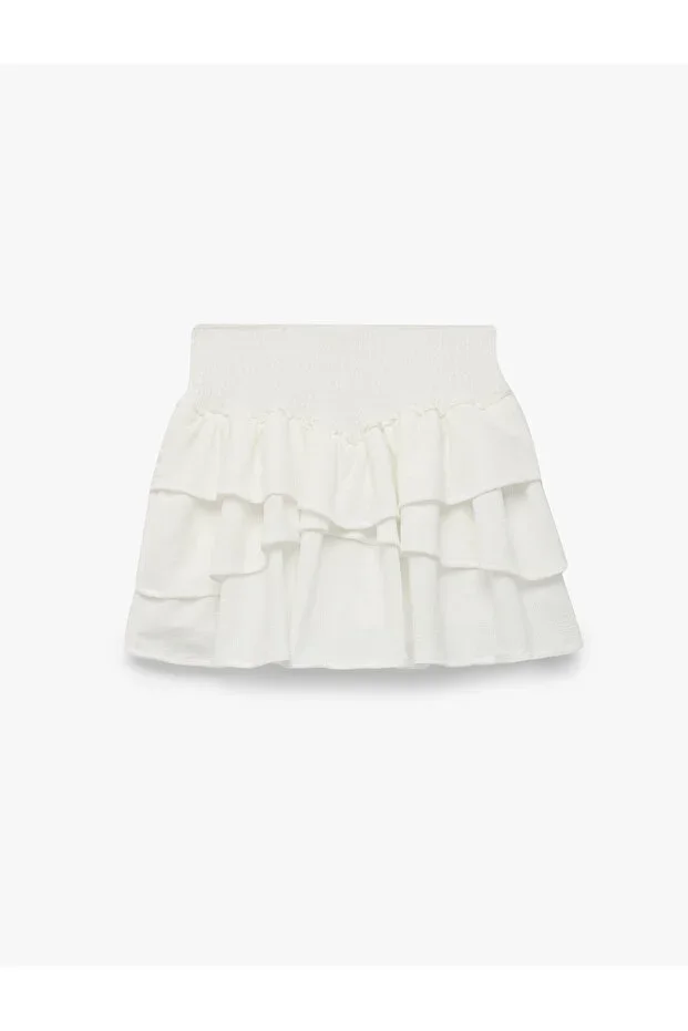 Ruffled Tier Detail Crepe Mini Skirt