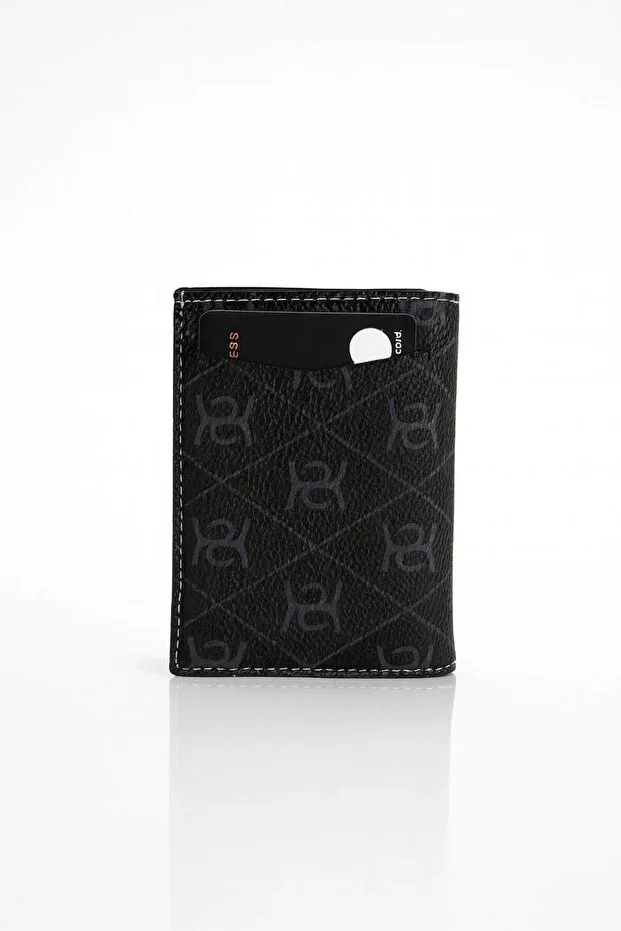 Vegan Leather Wallet with Cash Compartment and Card Slider Mechanism
