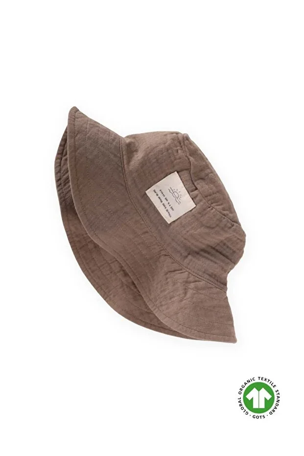 Organic Muslin Fedora Hat 2-8 Years Dark Beige