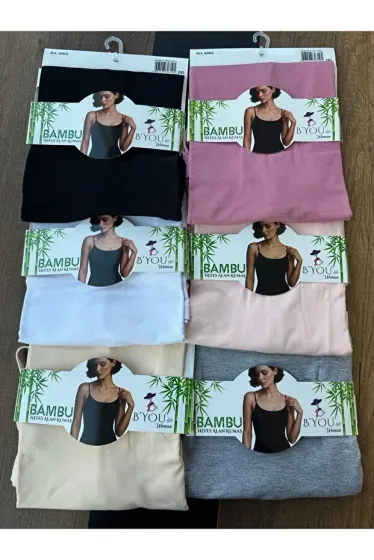 6'lı İp Askılı Likralı Bambu Kadın Atlet