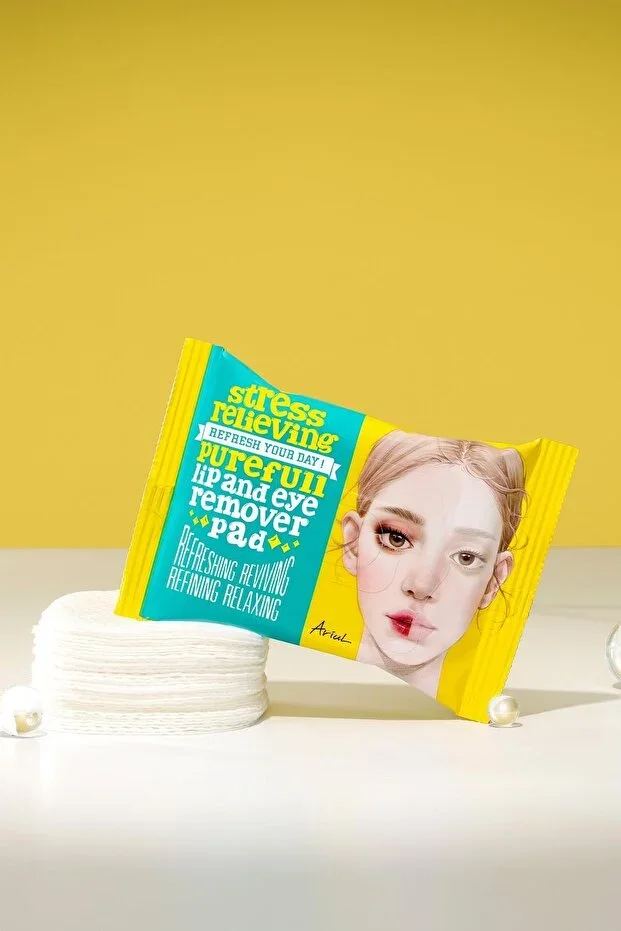 Ariul Stress Relieving Lip and Eye Makeup Remover Pad 30 Pieces|Moisturizing|Peony Root Extract